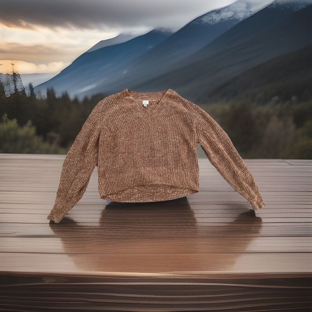 A New Day XL Woman’s Rust Color Heavy Knit V Neck Long Sleeve Ladies Sweater